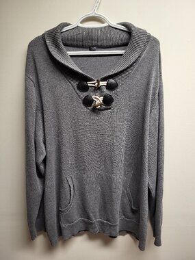 COOFANDY Gray Shawl Collar Toggle Sweater Men's XXL Pullover